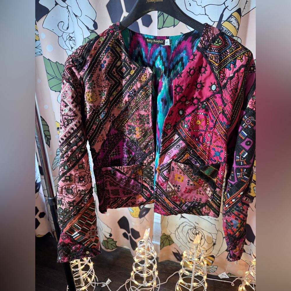 Betty Bamfield 1 of a kind India vintage fabric jacket unique very rare!!! S
